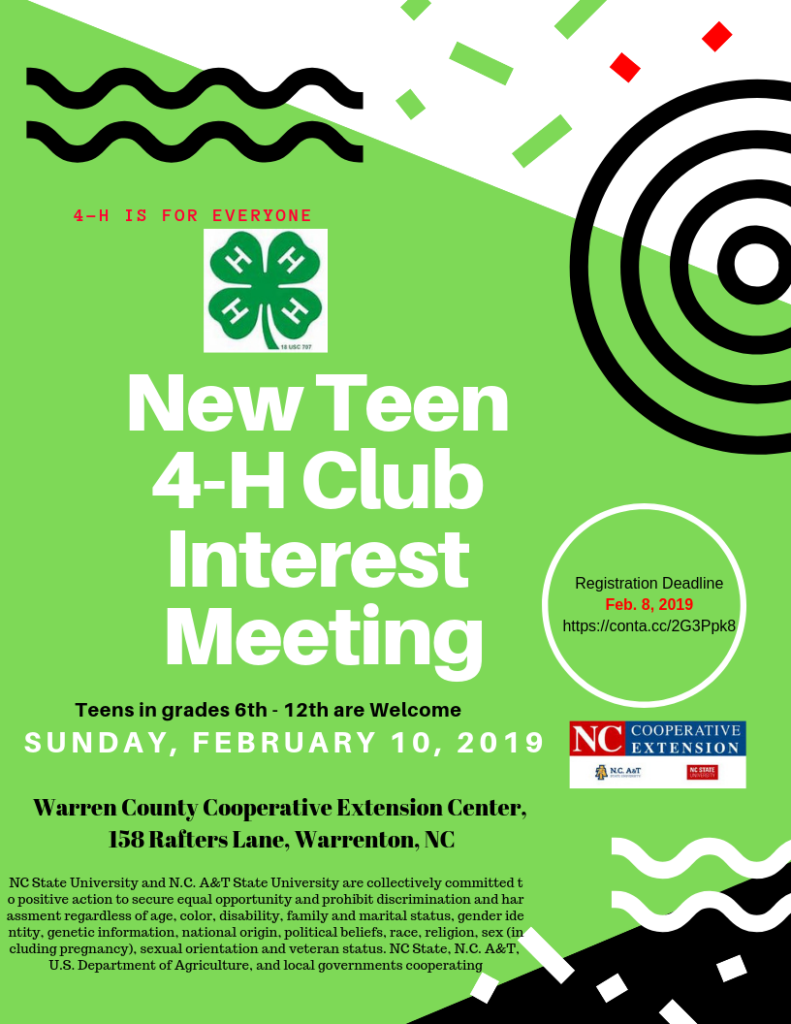 4-H Teen Club poster