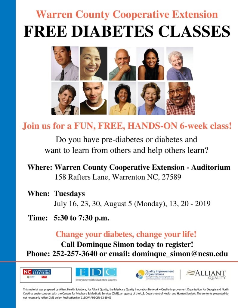Free Diabetes Classes flyer