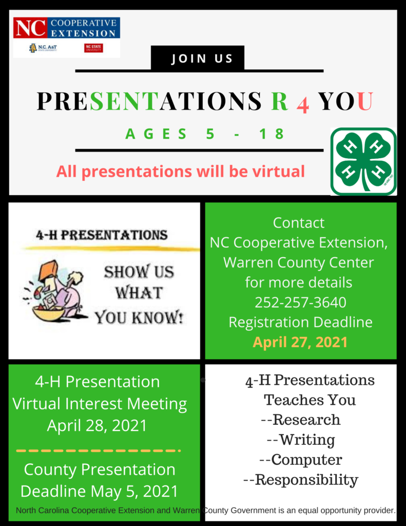 4-H Presentations flyer image