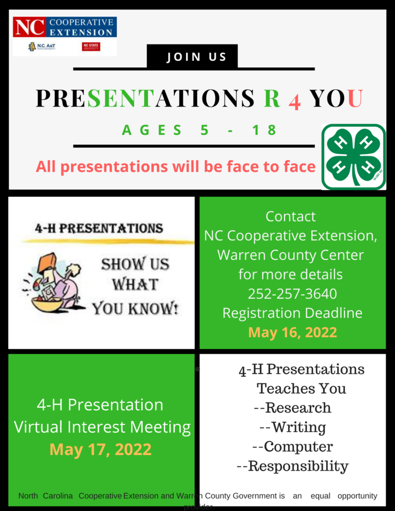 4-H Presentations flyer